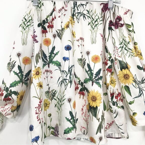 Bailey 44 Revolve Colorful Floral Botanical Off Shoulder Blouse in Chalk - Picture 7 of 16